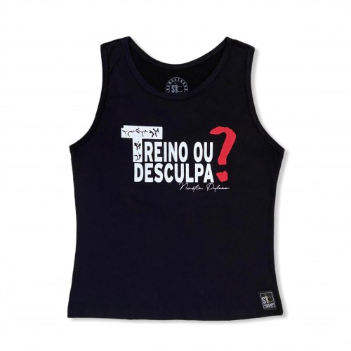 Regata feminina Treino ou Desculpa - Preto