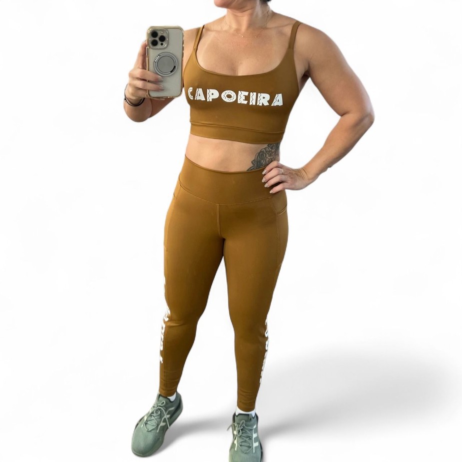 Conjunto Fitness Top e Legging STC - Marron Ocrê