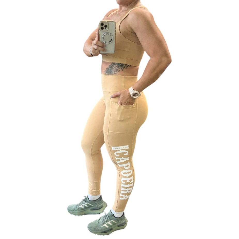Conjunto Fitness Top e Legging STC - Bege
