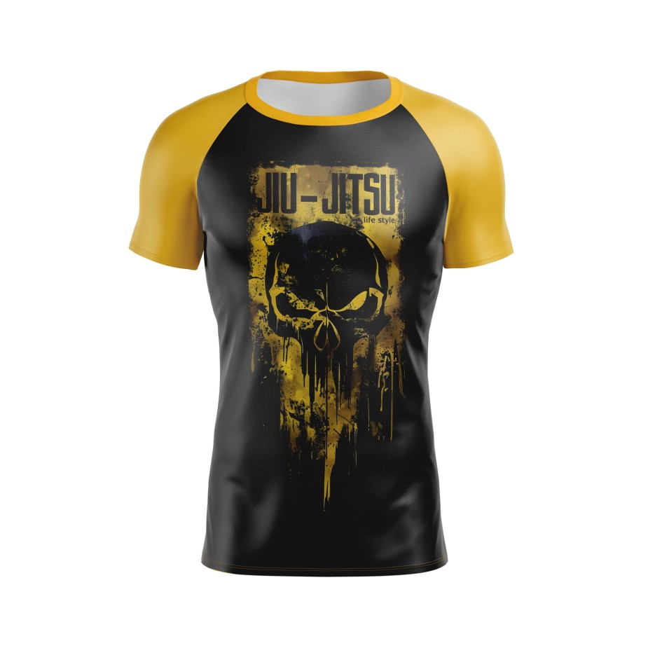 Rash Guard – justiceiro  - yellow black -  Masculino - Jiu Jitsu