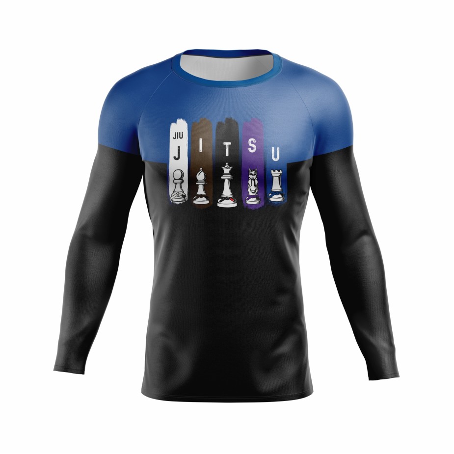 Rash Guard – Xadrez  - faixa azul -  Masculino - Jiu Jitsu