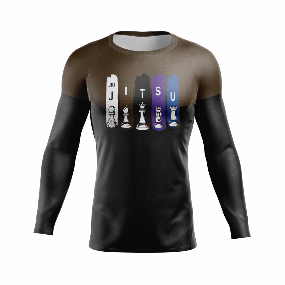 Rash Guard – Xadrez  - faixa marrom -  Masculino - Jiu Jitsu