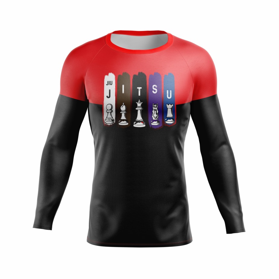 Rash Guard – Xadrez  - faixa preta -  Masculino - Jiu Jitsu
