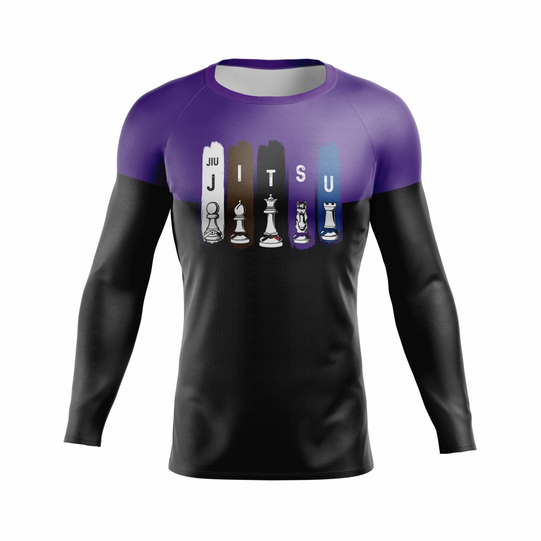 Rash Guard – Xadrez  - faixa roxa -  Masculino - Jiu Jitsu