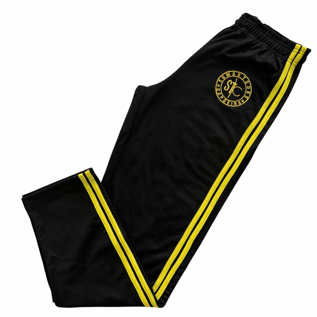 Calça de Treino e Passeio STC - Preto Friso Amarelo