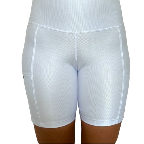 Bermuda meio Coxa  STC Cós alto SUPPLEX de Poliamida com Bolso Lateral - Branco