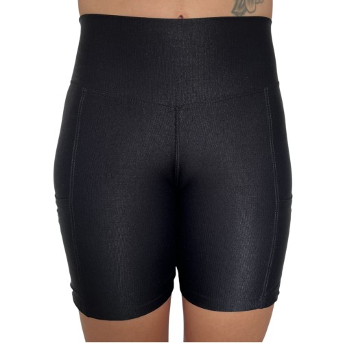 Bermuda meio Coxa  STC Cós alto SUPPLEX de Poliamida com Bolso Lateral - Preto