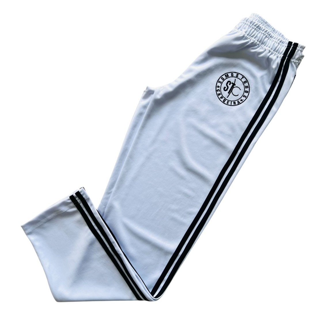 Calça de Treino e Passeio STC - Branca Friso Preto Calça de Treino e Passeio STC - Branca Friso Preto