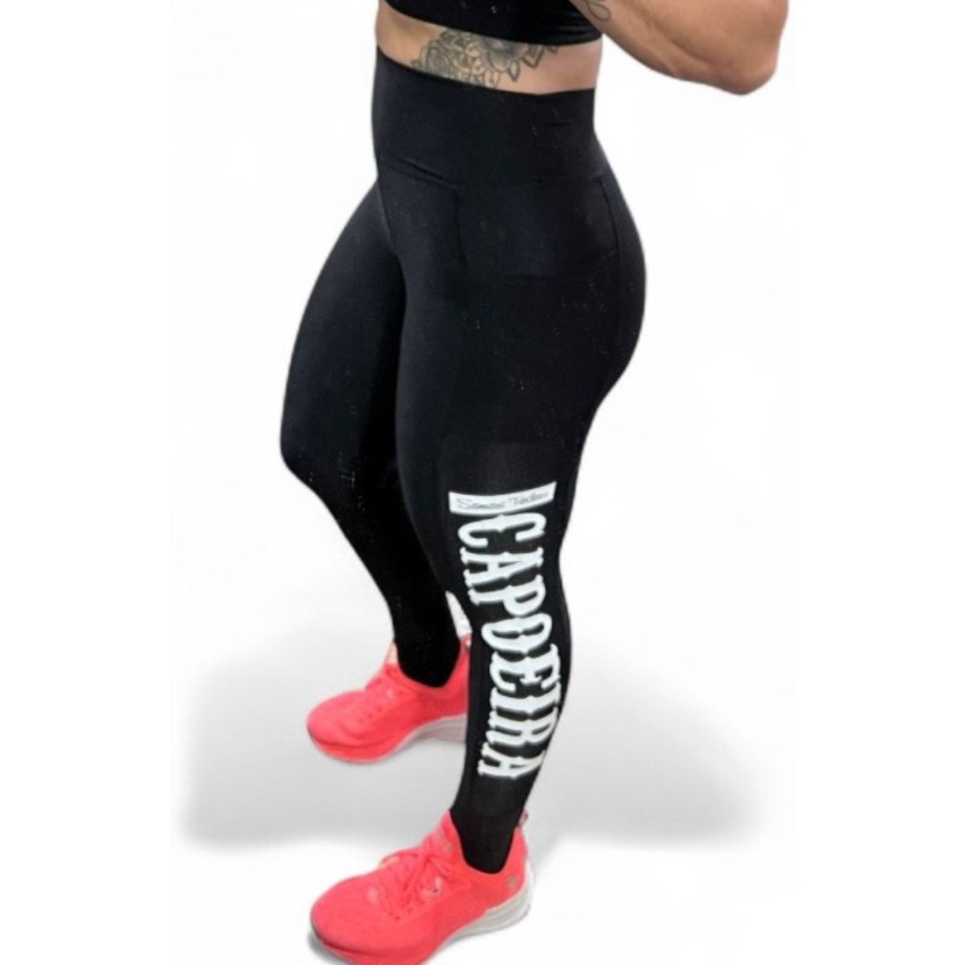 Calça Legging STC -Preta - Cós alto SUPPLEX de Poliamida com Bolso Lateral 