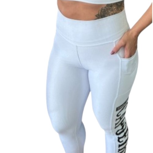 Calça LEgging STC Cós alto SUPPLEX de Poliamida com Bolso Lateral