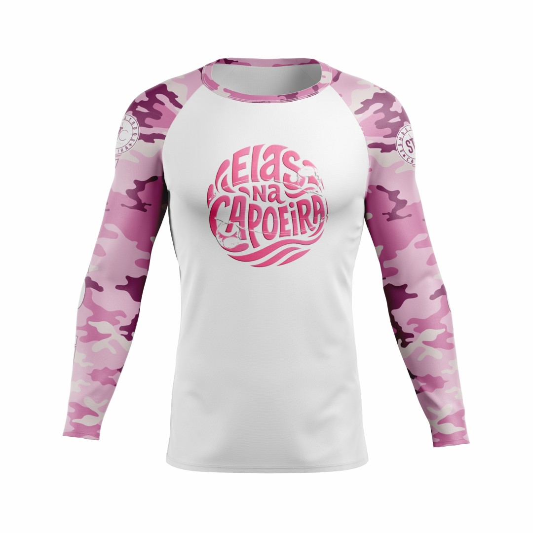 Rashguard 2.0 Feminina - Elas na Capoeira - Branca Rashguard 2.0 Feminina - Elas na Capoeira - Branca